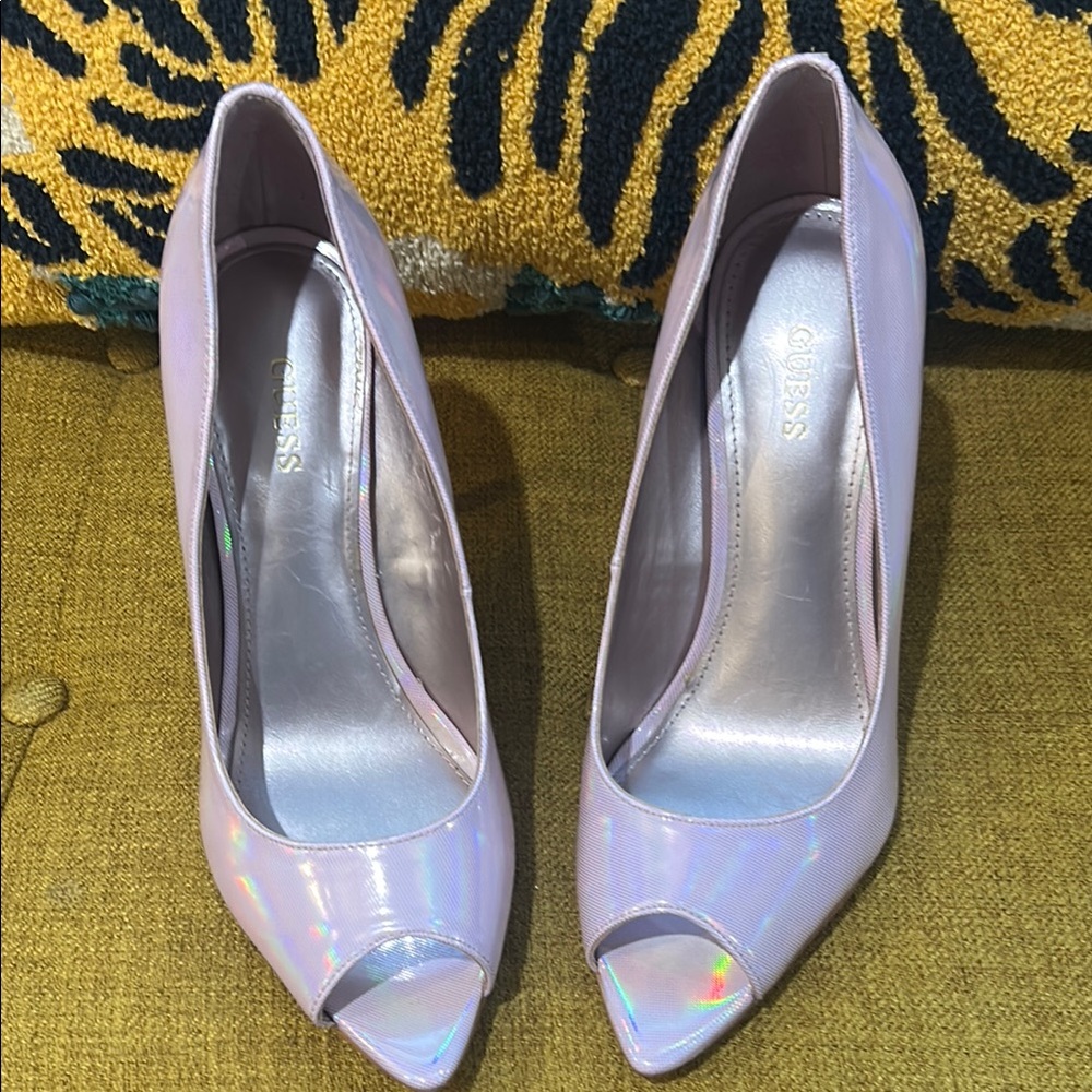 GUESS Women's Pink Peep-Toe Heels